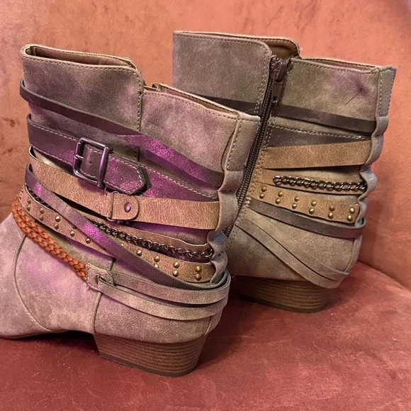 Jellypop Taupe Ankle Boots with Strap Detail - Picture 5 of 9